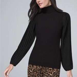 White House black market pleated sleeves elegant blouse S